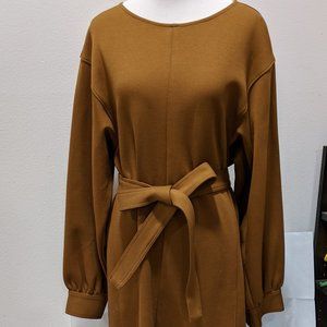 UNIQLO WOMEN U JERSEY BELTED LONG-SLEEVE DRESS